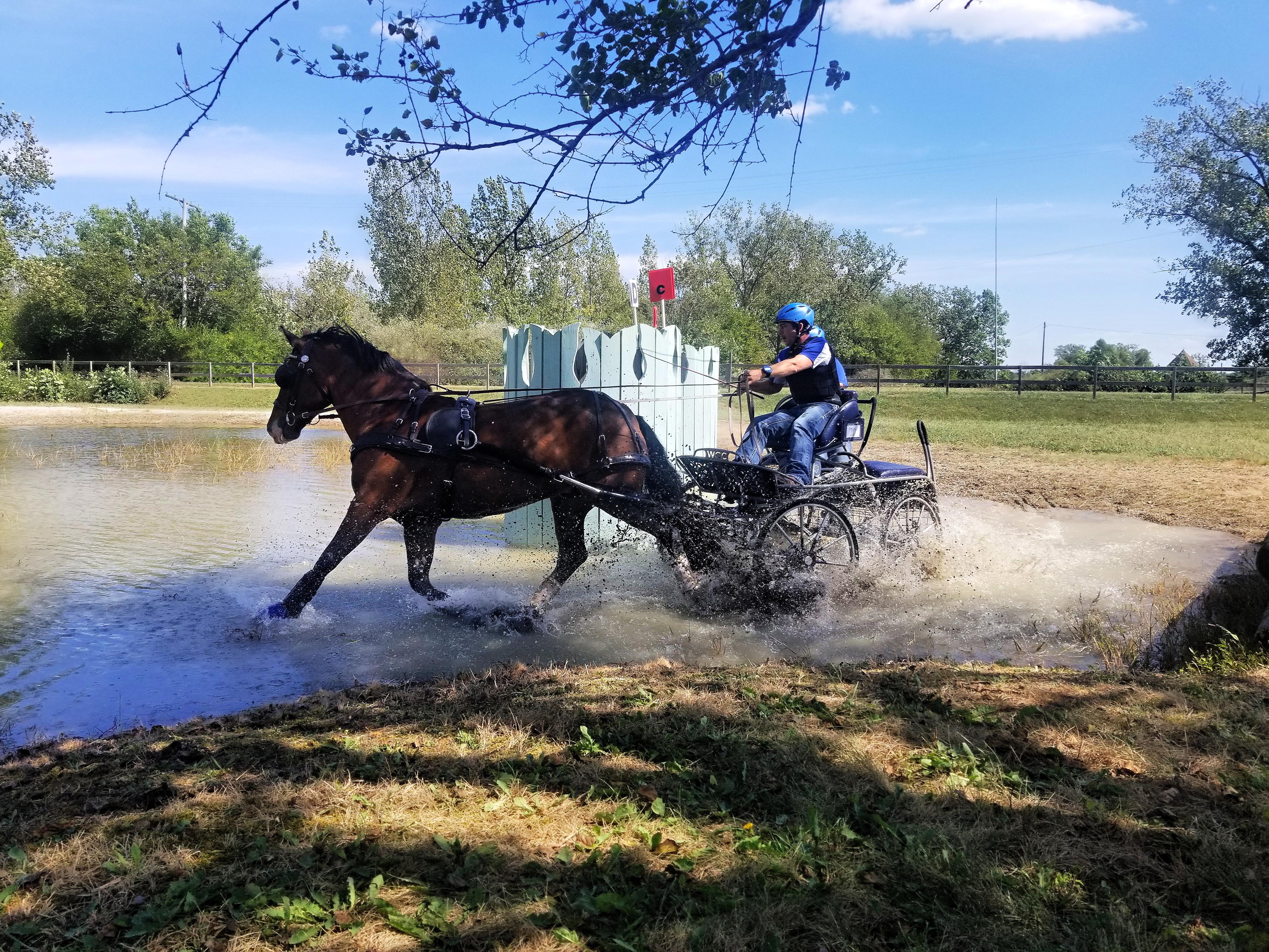 Driver is Raymond Helmuth competing at the Indiana Classic Event in the marathon phase